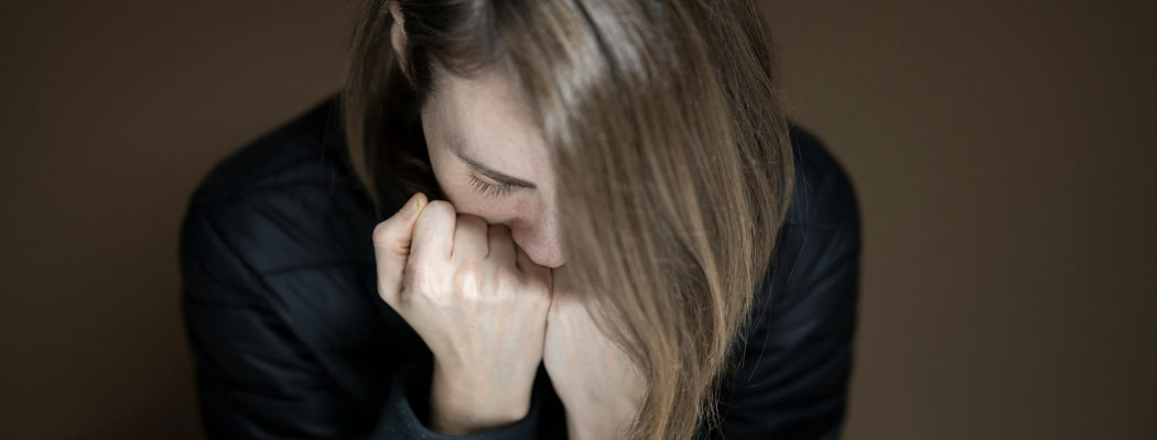 a woman looking worried
